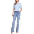 thumbnail image 2 of INSPIRE CHIC Floral Lace Top for Women's Mock Neck Puff Short Sleeve Elegant Lace Blouse Tops XL Light Blue, 2 of 6