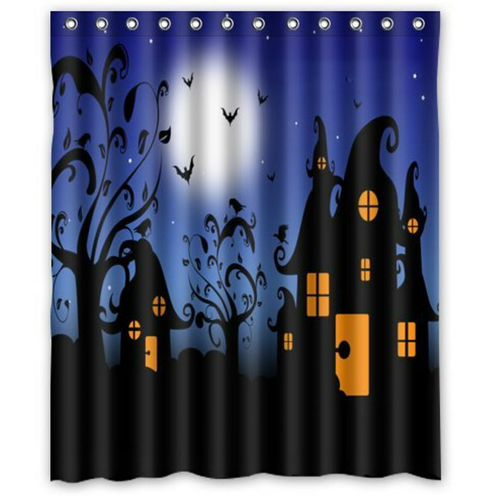 HelloDecor Happy Halloween Shower Curtain Polyester Fabric Bathroom ...