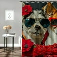 thumbnail image 2 of BCIIG Dogs Sunglasses Blanket Shower Curtain Set with Hooks 100% Polyester 36"x72, 2 of 7