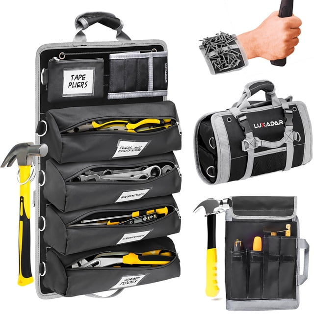 Bolsa enrollable para herramientas Luxadar Heavy Duty con 5 bolsillos desmontables