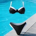 thumbnail image 4 of Xdegoge Bikini Sets for Women Underwire Push Up Top High Cut Bottom Two Piece Bathing Suits Contrast Trim Color Block Smooth Flattering Pool Party, 4 of 7