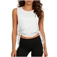 thumbnail image 2 of BiZtdJrK Débardeurs Tendance pour Femmes, Sans Manches, Col Rond, Légers, Amples, pour Gym, Sport, Blanc, Taille Unique, 2 of 9