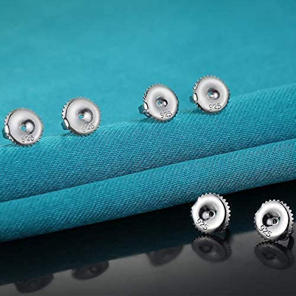 Safety Earring Backs for Studs, Silver Screw on Earring  Backings Replacement - 2-Pairs, No Poke for Threaded Post 0.032