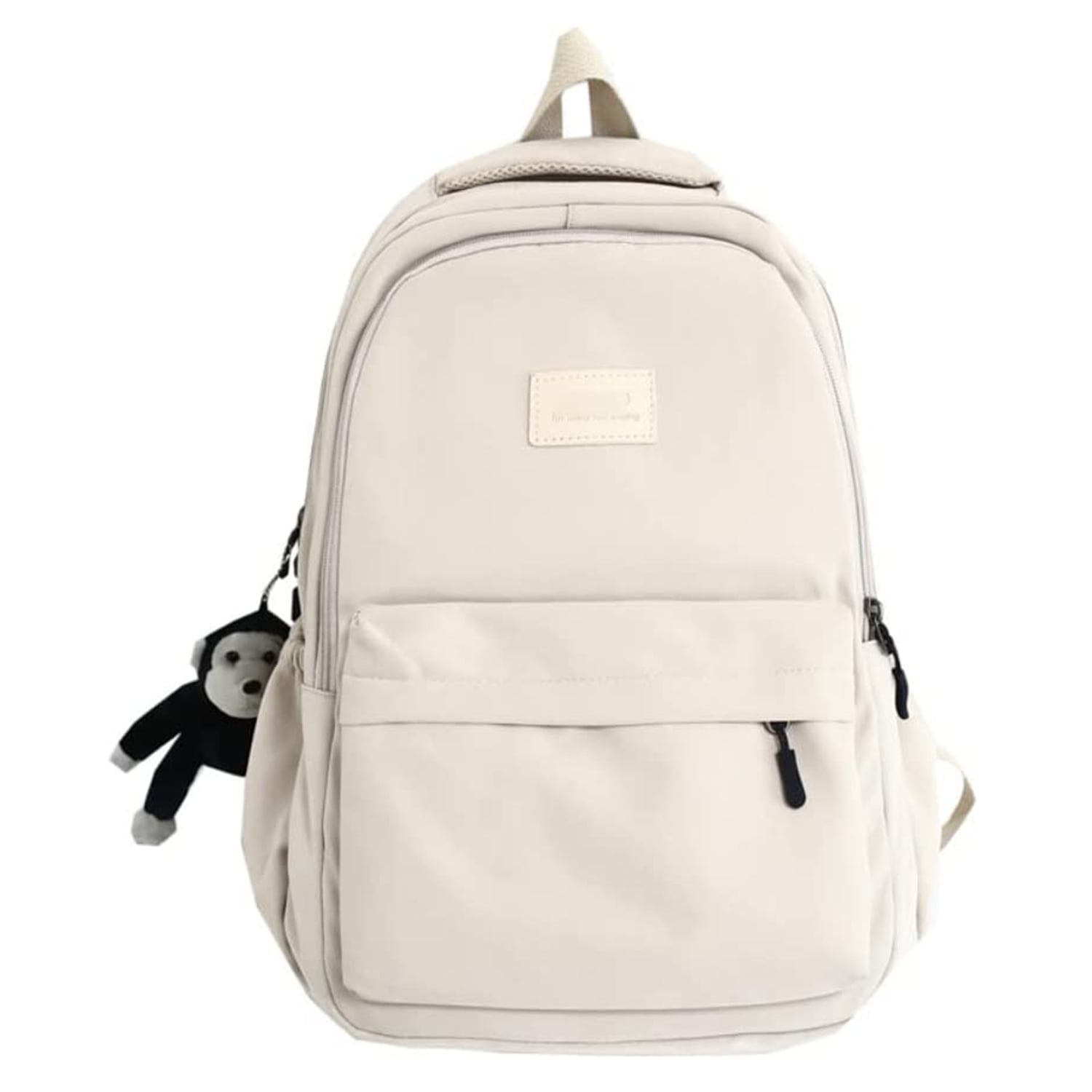 Aesthetic Backpack Cute Student Backpack School Supplies,Beige ...