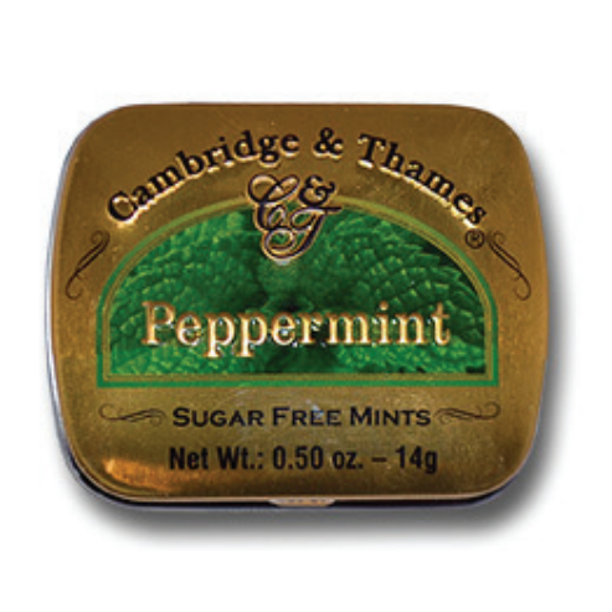 Cambridge & Thames Sugar Free Peppermint Mints in Tin 0.50 oz. 14g