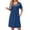 Navy Blue, variant on Zipper Robes for Women Short Sleeve Bathrobes Lace Lightweight House Coat Soft Zip Up Nightgowns with Pockets