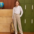 thumbnail image 5 of AWZXDE Boys Girls School Pants Straight Leg Formal Trousers Kids Dress Pants Elastic Waist Bottom Khaki - 11-12 Years, 5 of 7