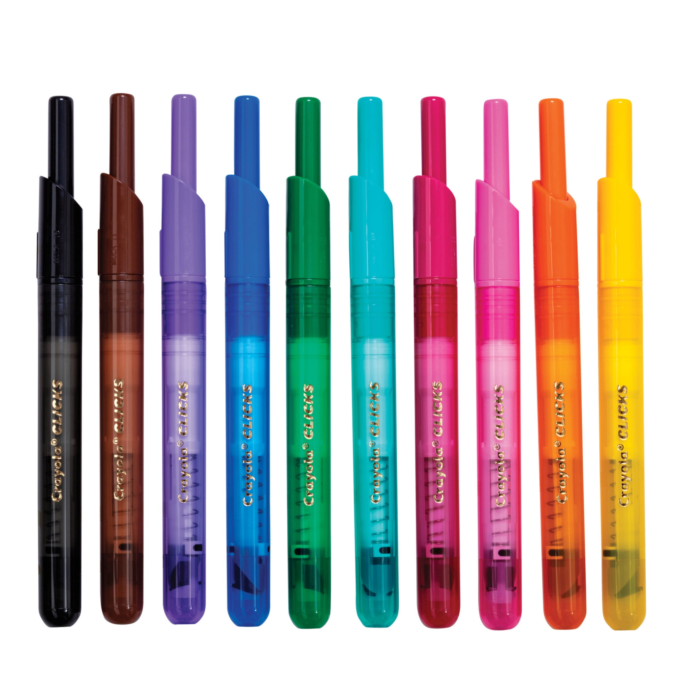 Crayola Clicks Retractable Markers, 10ct, Cone Tip Washable Markers, Cute School Supplies, Classroom Essentials, Gifts for Teachers and Kids, Ages 6+