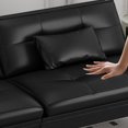thumbnail image 6 of furlinkhm Convertible Futon Sofa Bed,70" Futon Sofa Bed,Adjustable Futon Couch,Faux Leather Futon Sofa Couch,Comfy Futon Couch Bed with 2 Square Pillows,for Living Room, Apartment,Office (Black), 6 of 7