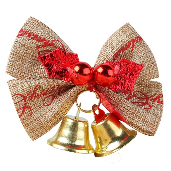 SSBSM Christmas Tree Bell Bow-knot Design Sparkling Vivid Color High Durability Multipurpose Decorative Metal Mini Hanging Jingle Bell Holiday Party Prop for Home