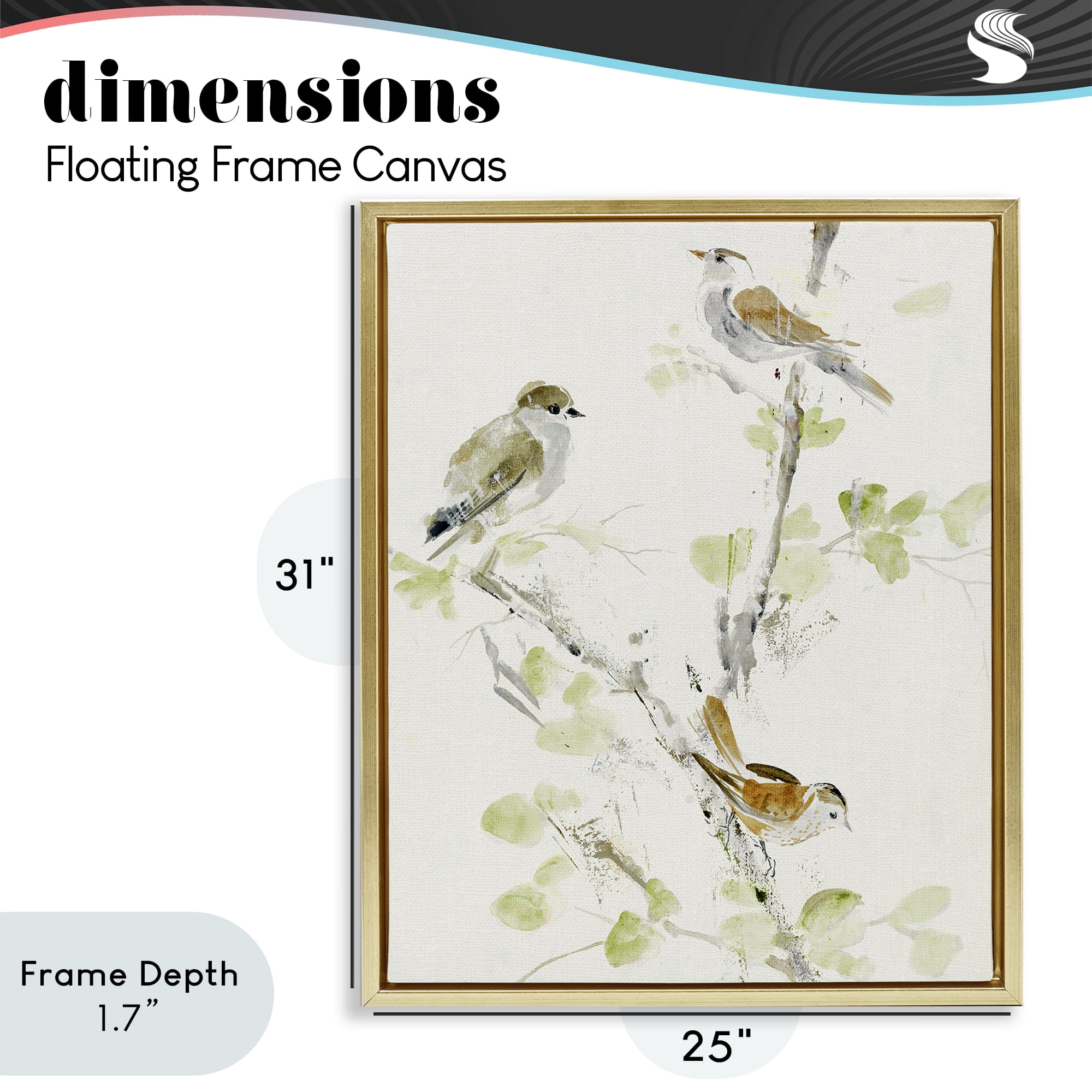 Stupell Industries Delicate Feathers Abstraction Gold Framed Floater Canvas Wall Art, design by Lorenzo Collective