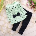 thumbnail image 2 of Mfakffe Girls 2‑Piece Outfit Set Long Sleeve Heart Print Ruffle Tunic Top & Solid Pants Fashion Casual Winter Daily Clothing, 2 of 4