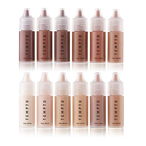 TEMPTU Fond de Teint S/B Ensemble de Départ 12 Pcs, Bouteilles de 1⁄4 d'Oz, Résistant à l'Eau, Estompable - Trousse de Maquillage Professionnelle et Naturelle pour Aérographe, Application à l'Éponge - Cosmétique Aérographe Haut de Gamme et Longue Tenue