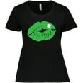 thumbnail image 3 of Inktastic St. Patrick's Day Lucky Lips with White Shamrock Women's Plus Size T-Shirt, 3 of 5