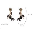 thumbnail image 3 of Pendientes colgantes con diseño floral para mujer, con diamantes de imitación negros geométricos y glamorosos para fiestas, 3 of 3
