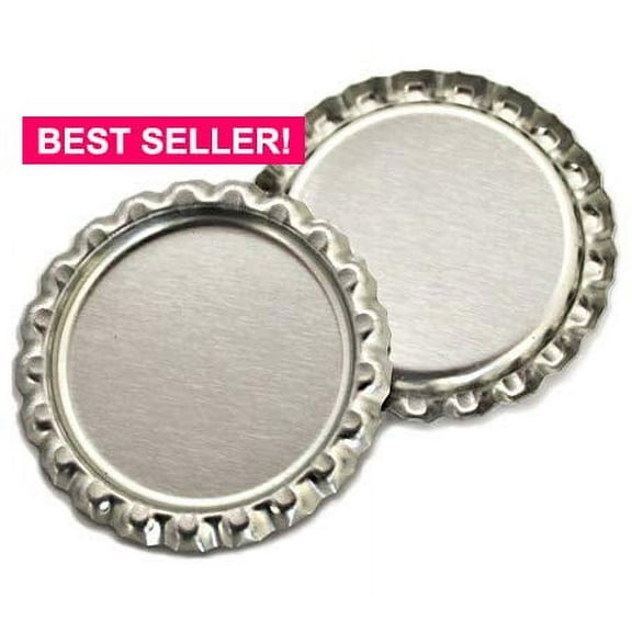100 Flattened Chrome Bottle Caps Silver Bottlecaps Flat (Original Version)