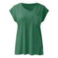 thumbnail image 3 of YEJIMAN Green Shirt Women, Polyester,Spandex,cotton Plus Size Tunic Tops For Women, Short Sleeves V Neck Plain Color Soft Loose Fitting Summer T Shirts Women, 3 of 5