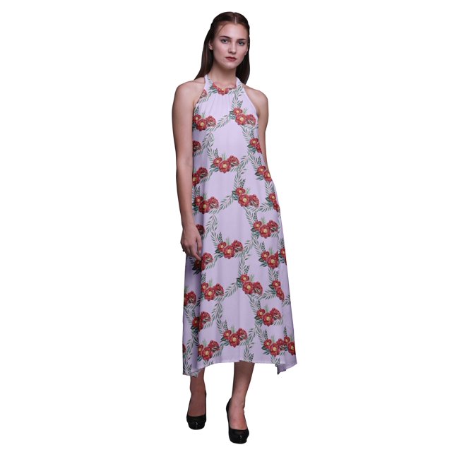 Bimba Robe de Plage d'Été à Dos Nu Imprimée Florale pour Femmes - Petite