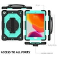 thumbnail image 6 of Allytech Kids Case for iPad 9th/8th/7th Gen 2021/2020/2019 Cover with Pencil Holder/ Shoulder Strap, 360°Rotating Kickstand Hand Strap Rugged PC + TPU Shockproof Case for iPad 10.2", Black Mint, 6 of 6