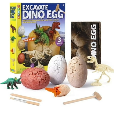 Piano Potato Dinosaur Egg Dig Kit for Kids, 3 Surprise Dino Eggs with Dinosaurs & Skeletons, STEM Archaeology Excavation Toy with Educational Guide for Boys Girls Ages 5-12 (Birthday, Party Favor)