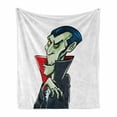 thumbnail image 1 of Halloween Soft Flannel Fleece Throw Blanket, Cartoon Style Spooky and Funny Vampire Character Count Dracula with Cape, Cozy Plush for Indoor and Outdoor Use, 50" x 70", White Multicolor, by Ambesonne, 1 of 6