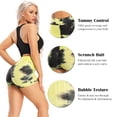 thumbnail image 5 of SEASUM Women's High Waist Butt Lift Workout Shorts Tie Dyed Tummy Control Textured Yoga Sports Shorts Black+Yellow XL, 5 of 7