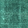 thumbnail image 1 of Ahgly Company Machine Washable Indoor Square Abstract Turquoise Blue Modern Area Rugs, 4' Square, 1 of 4