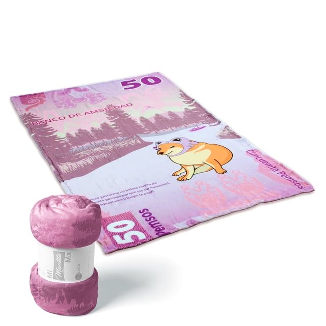 Frazada Mi Mantita Mx Cheems Ajolote Billete $50 pesos Matrimonial