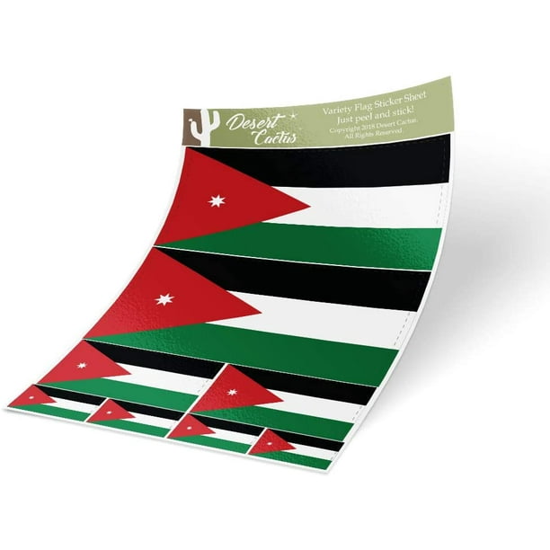 Jordan Country Flag Sticker Decal Variety Size Pack 8 Total Pieces Kids