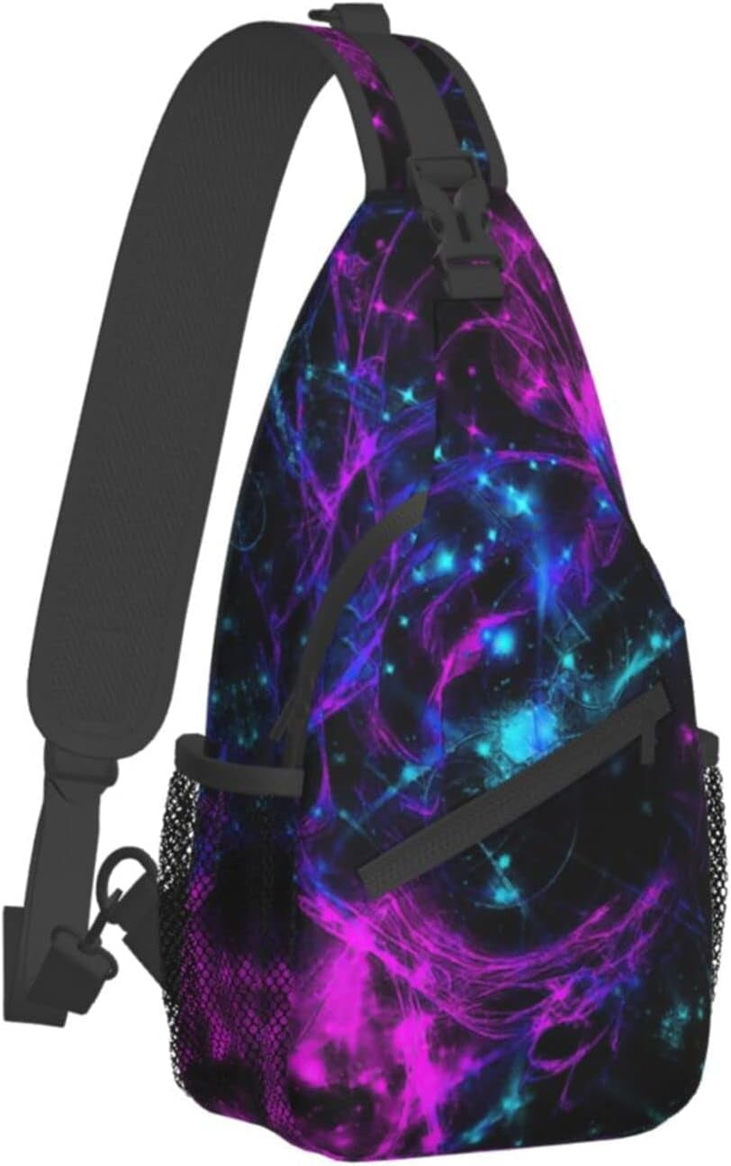 Glow in Dark Splatter Neon Sling Bag Crossbody Hiking Travel Chest Bags Backpack Shoulder Daypack for Women Men