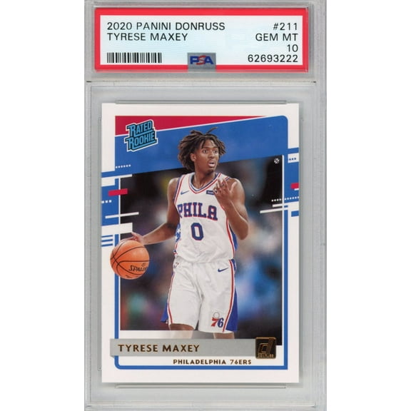 Graded 2020-21 Panini Donruss Tyrese Maxey #211 Rated Rookie RC Basketball Card PSA 10 Gem Mint