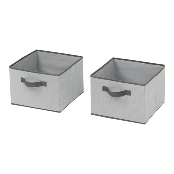 Mainstays 2PK Collapsible Drawers, Set of 2 Drawers for Hanging Shelf Closet Organizers,Grey Polyester Fabric Bin with Handle, Each cube size: 11.3 in. W x 11.3 in. D x 8.3 in. H(28.57x28.57x20.95cm); Good for organizing with clothes, socks, underwear, bra, scarves, items and accessories.
