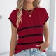 thumbnail image 5 of Blusas de Encaje de Manga Corta con Capucha de Cuello Redondo, 95% Poliéster 5% Spandex Camiseta Superior, 5 of 8
