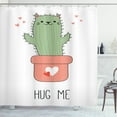thumbnail image 1 of Ambesonne Hug Shower Curtain, Funny Cactus Shape as Cat, 69"Wx84"L, Coral Pistachio Green, 1 of 3