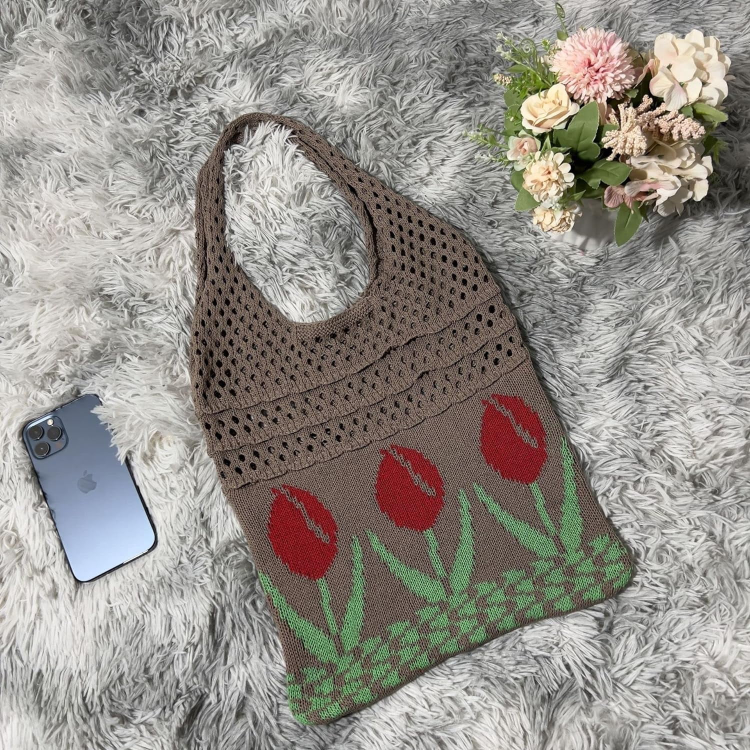 Kukuzhu Fairy Tote Bag Aesthetic Tote Bag Y2k Bag Tote Bag Aesthetic Y2k Crochet Tote Bag Aesthetic