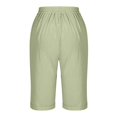 thumbnail image 4 of vigerkar Womens Casual Capri Pants Elastic Waist Solid Color 3/4 Wide Leg Summer Trousers with Pockets Green, M, 4 of 5
