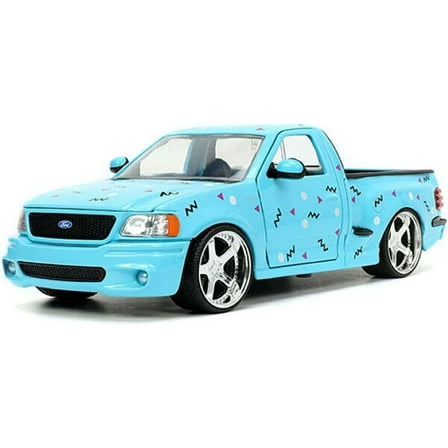 1999 Ford F-150 SVT Lightning Pickup Truck Light Blue with Graphics I Love the 1990's Series 1/24 Diecast Model Car by Jada