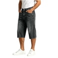 thumbnail image 3 of LMOIPLI Mens Baggy Denim Capri Pants Wide Leg Cropped Jeans Loose Fit Classic Washed Denim Stylish Casual Streetwear Trousers for Daily Outdoor Activities Dark Blue S, 3 of 7