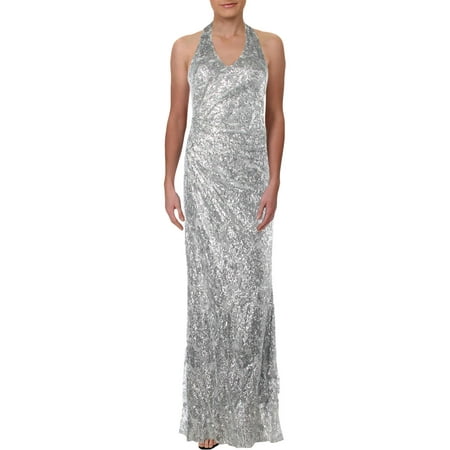 David Meister Gowns - David Meister Womens Lace Formal Evening Dress Silver 10
