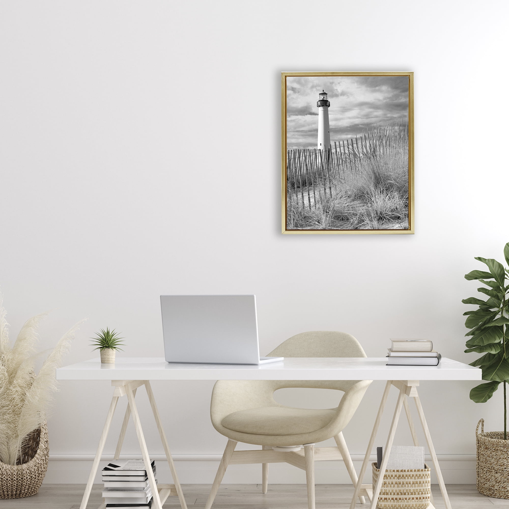 Stupell Industries Cape May Lighthouse View Gold Framed Floater Canvas Wall Art, design by MJ Photography