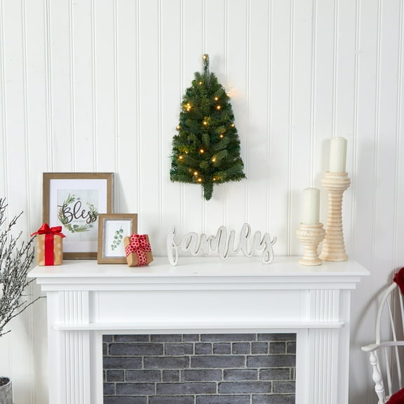 Nearly Natural 2ft Flat Back Wall Hanging Artificial Christmas Tree