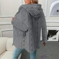 thumbnail image 6 of Women's Mid Length Plush Jacket, Zip Front Hooded Coat with Embossed Pattern, Short Pile Fleece Outerwear, Soft Textured Casual Top, Long Sleeve Everyday Wear Grey XL, 6 of 10