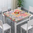 thumbnail image 3 of Pioneer Flower Floral Print Pattern Square Fitted Tablecloth with Elastic Edge,Square Table Cover,Washable Elastic Table Cover for Home Kitchen Party Decor 36"x36", 3 of 6