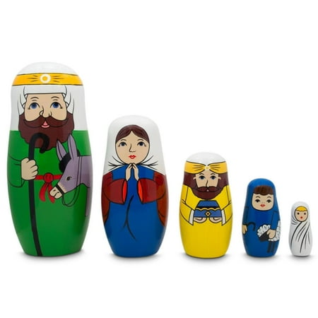 Joseph Nativity Figure - Joseph, Mary, and Jesus Nativity Scene Wooden Nesting Dolls 5.75 Inches