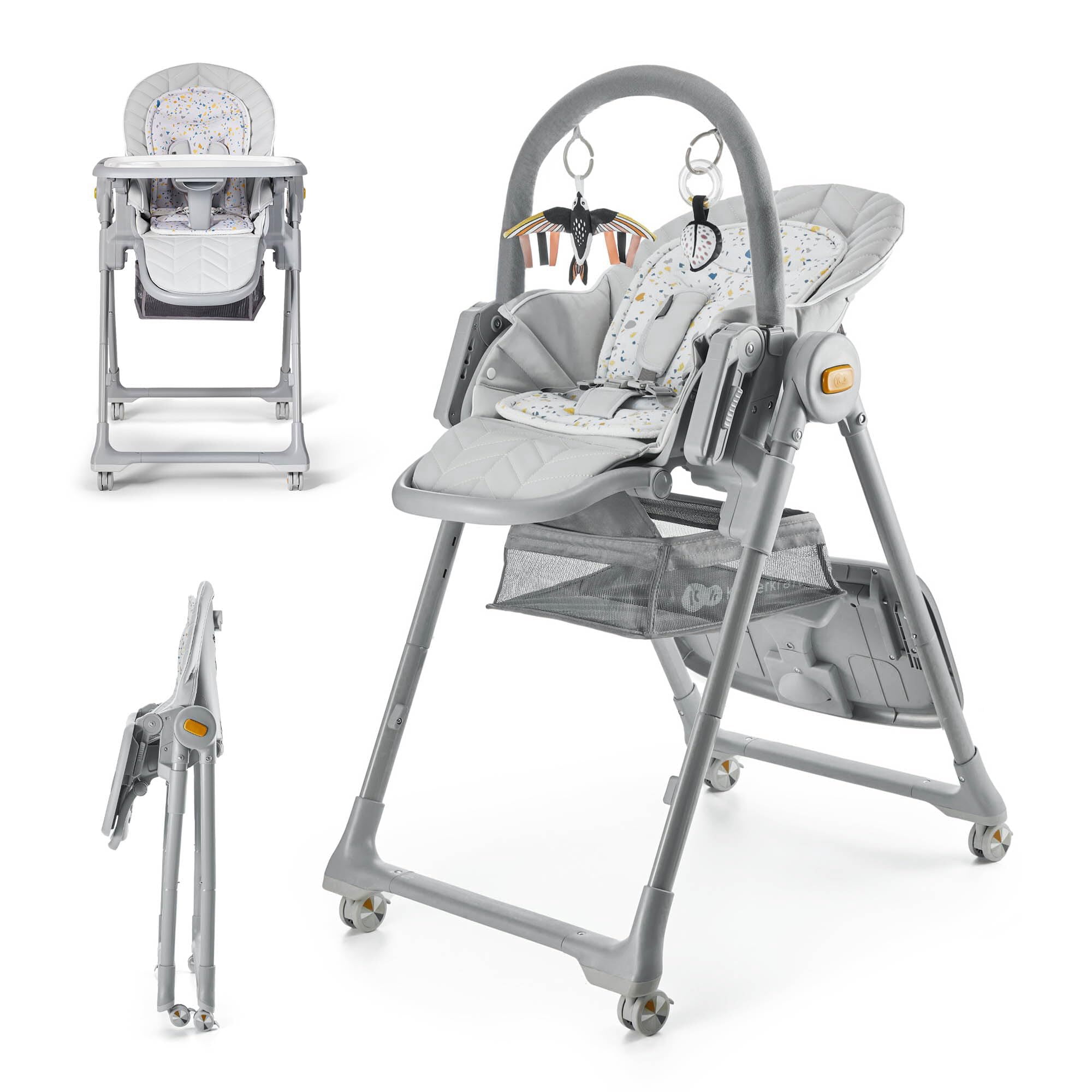 Kinderkraft LASTREE 2-in-1 High Chair and Toddler Booster Seat, Adjustable Height, Tray and Footrest, 5-Point Harness, 6 Months to 5 Years