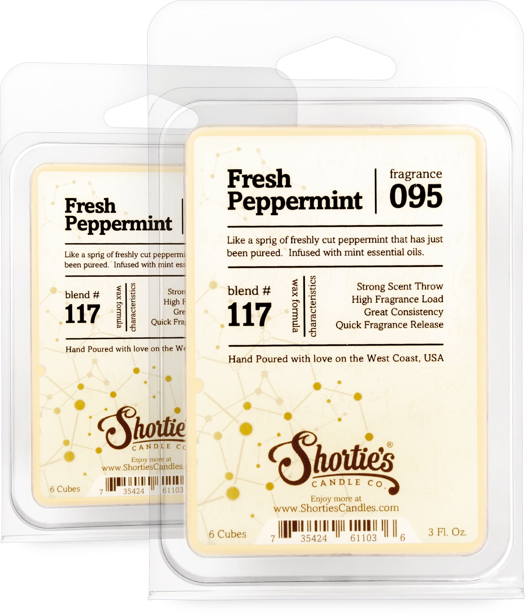 Fresh Peppermint Wax Melts Multi Pack - Highly Scented + Natural Oils - Shortie's Candle Company