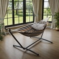 thumbnail image 4 of Double Hammock with Foldable Steel Stand and Carry Bag, Standing Hammock, Indoor Outdoor, 450 LBS Weight Capacity, Suitable for Garden Camping Beach, Coffee, 4 of 8