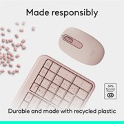 Logitech MK250 Bluetooth Wireless Mouse and Keyboard Combo: Fast & Easy Connectivity, Compact Wireless Keyboard, Ambidextrous Mouse (Rose)