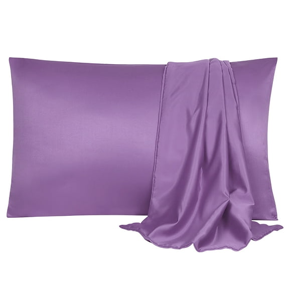 Unique Bargains Luxury Satin Pillowcase Cool Silk Pillow Case Cover 2pcs