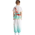 thumbnail image 2 of Jhaoyu Kids Boys Girls Chinese Kung Fu Suit Short Sleeve Wing Chun Tops And Jogger Pants Belt Cuffs Light Green 140, 2 of 7